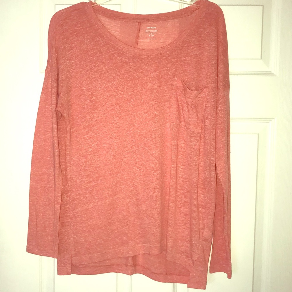 Coral Old Navy Boyfriend Long Sleeved Shirt